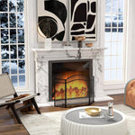 3-Panel Folding Metal Fireplace Screen with Classic Design, 96x60cm, Black