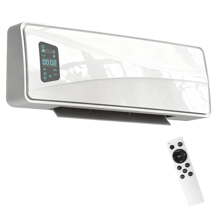 2000W Wall-Mounted Ceramic Heater with 3 Modes, Adjustable Temperature, Timer, and Remote Control – White