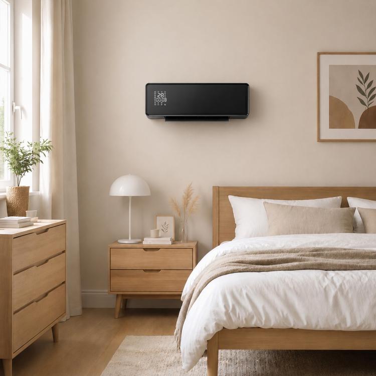 2000W Wall-Mounted Ceramic Heater with 3 Modes, Adjustable Temperature, Timer, Remote Control, and Child Lock – Black