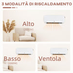 Wall-Mounted Electric Heater with Remote Control, Adjustable Temperature and 12-Hour Timer, 1000W/2000W Power, 45x18.6x11.5cm, White