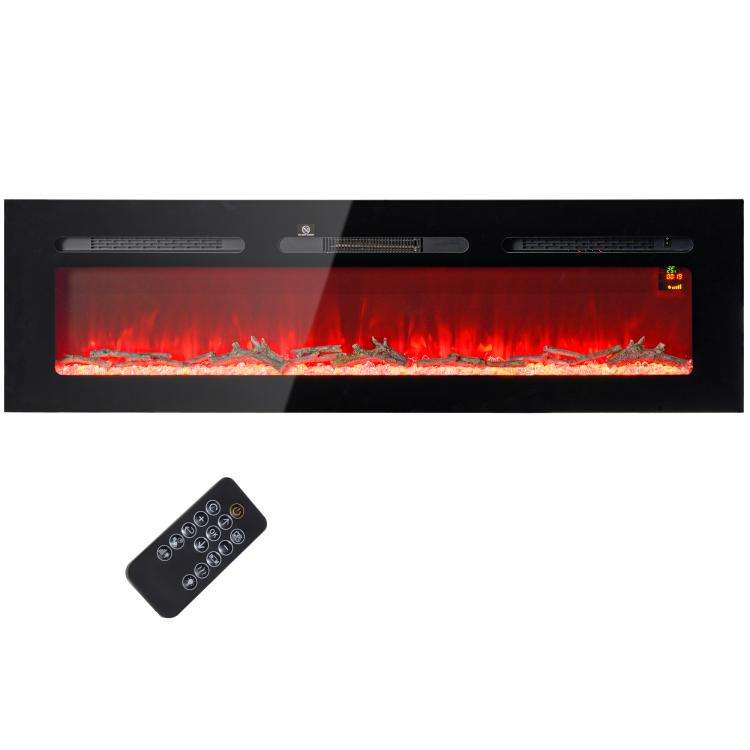 Caminetto elettrico 1800 W da parete con telecomando e fiamma regolabile - immagine 2