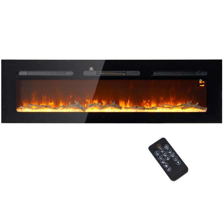 Caminetto elettrico 1800 W da parete con telecomando e fiamma regolabile - immagine 12