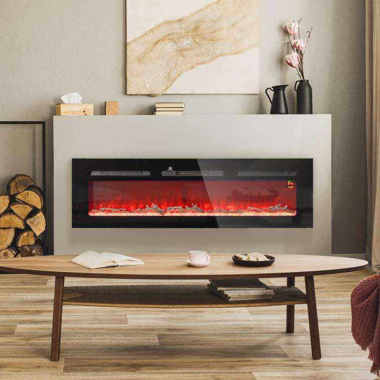 Caminetto elettrico 1800 W da parete con telecomando e fiamma regolabile - immagine 4