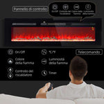 Caminetto elettrico 1800 W da parete con telecomando e fiamma regolabile - immagine 7