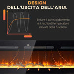Caminetto elettrico 1800 W da parete con telecomando e fiamma regolabile - immagine 9
