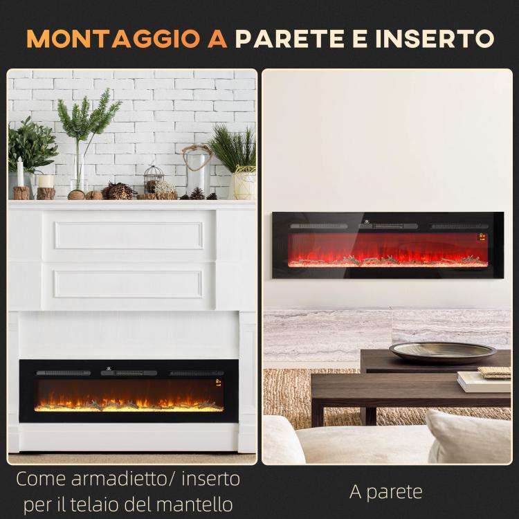 Caminetto elettrico 1800 W da parete con telecomando e fiamma regolabile - immagine 10