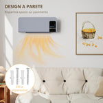 Oscillating Wall-Mounted Fan Heater with Remote Control, 12-Hour Timer, and 2 Modes, 54.5x12x21.5 cm, Grey