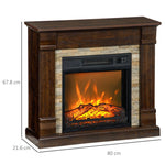 Freestanding Electric Fireplace with Timer, Adjustable Flame and Temperature, 80x21.6x67.8 cm, Brown