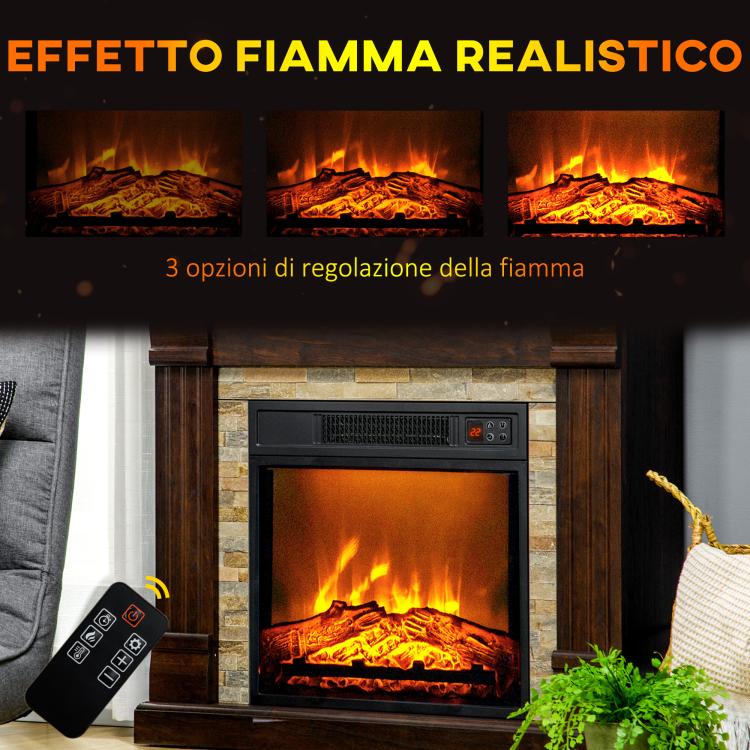 Freestanding Electric Fireplace with Timer, Adjustable Flame and Temperature, 80x21.6x67.8 cm, Brown