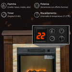 Freestanding Electric Fireplace with Timer, Adjustable Flame and Temperature, 80x21.6x67.8 cm, Brown