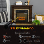 Freestanding Electric Fireplace with Timer, Adjustable Flame and Temperature, 80x21.6x67.8 cm, Brown