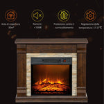 Freestanding Electric Fireplace with Timer, Adjustable Flame and Temperature, 80x21.6x67.8 cm, Brown