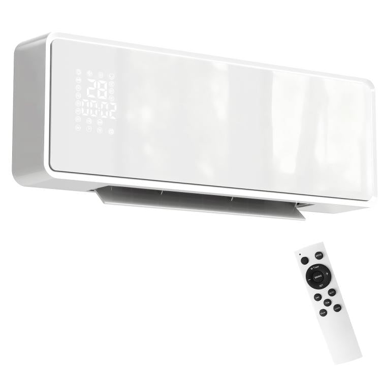 2000W Wall-Mounted Ceramic Heater with 3 Modes, Adjustable Temperature, Timer, Remote Control, and Child Lock – White