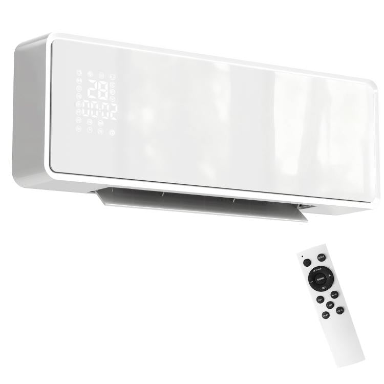2000W Wall-Mounted Ceramic Heater with 3 Modes, Adjustable Temperature, Timer, Remote Control, and Child Lock – White