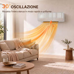 2000W Wall-Mounted Ceramic Heater with 3 Modes, Adjustable Temperature, Timer, Remote Control, and Child Lock – White