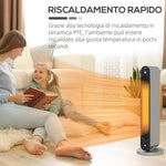 Oscillating Electric Heater with 3 Modes, Adjustable Temperature, and Remote Control, ?25x73.5 cm, Silver