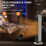 Oscillating Electric Heater with 3 Modes, Adjustable Temperature, and Remote Control, ?25x73.5 cm, Silver