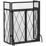 3-Panel Folding Metal Fireplace Screen, 120x11.5x79 cm, Black