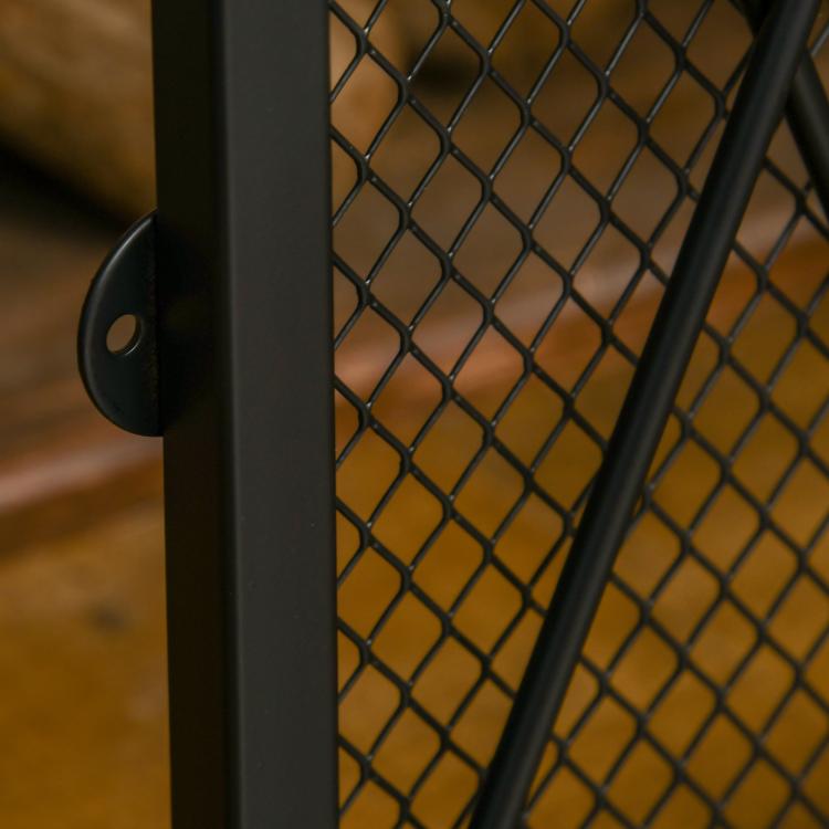 3-Panel Folding Metal Fireplace Screen, 120x11.5x79 cm, Black