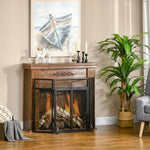 3-Panel Folding Metal Fireplace Screen, 120x11.5x79 cm, Black