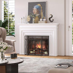 3-Panel Folding Metal Fireplace Screen, 120x11.5x79 cm, Black