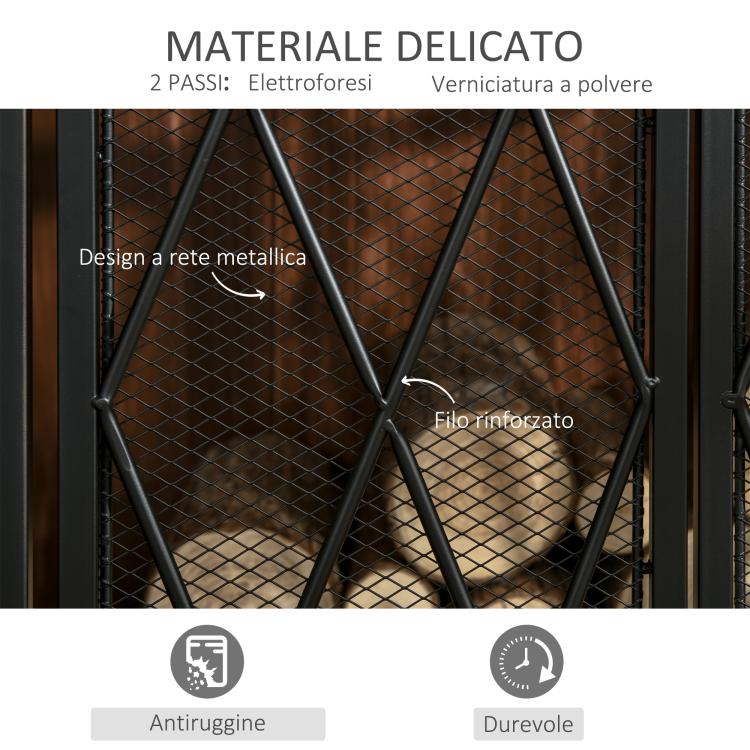 3-Panel Folding Metal Fireplace Screen, 120x11.5x79 cm, Black