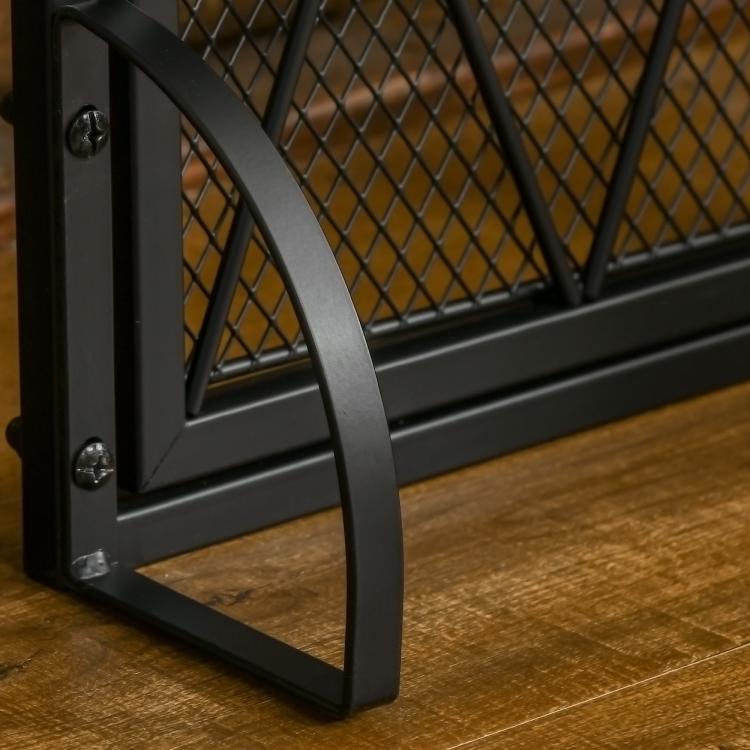 3-Panel Folding Metal Fireplace Screen, 120x11.5x79 cm, Black