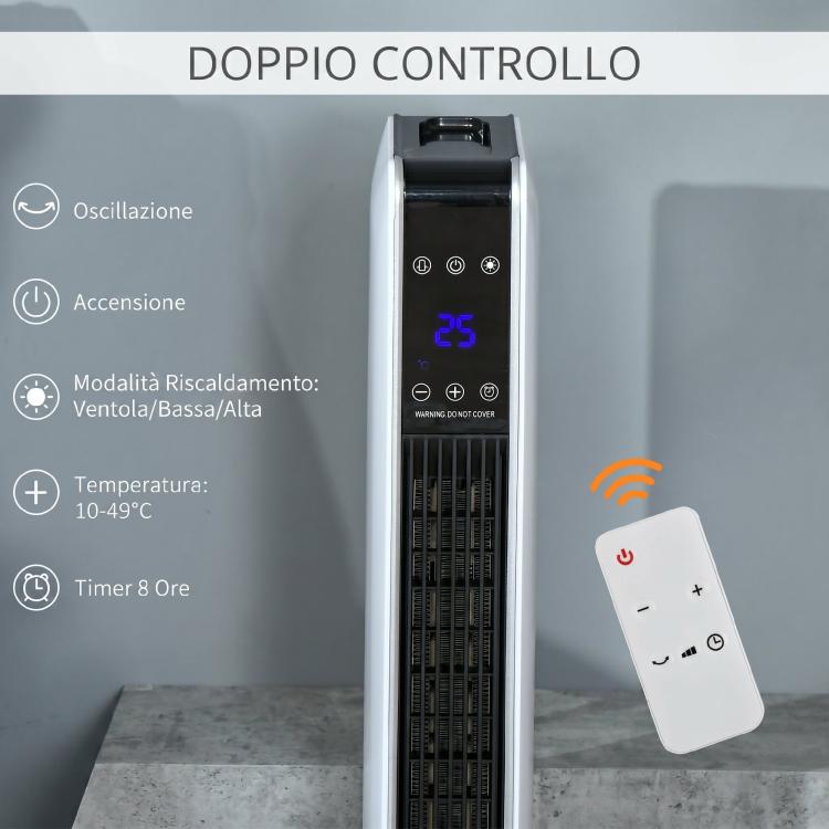 Termoventilatore ceramico 2200 W con oscillazione a 65° e telecomando - immagine 8