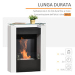 Bio-ethanol Fireplace with 1.5L Tank and 20 square meter Coverage, Steel and Glass Bio-fireplace, 60x20x79cm, Black and White