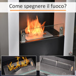 Bio-ethanol Fireplace with 1.5L Tank and 20 square meter Coverage, Steel and Glass Bio-fireplace, 60x20x79cm, Black and White