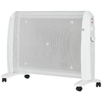1000W/2000W Electric Mica Heater with Adjustable Thermostat, 4 Wheels, 15–20 square meter, White