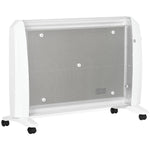1000W/2000W Electric Mica Heater with Adjustable Thermostat, 4 Wheels, 15–20 square meter, White