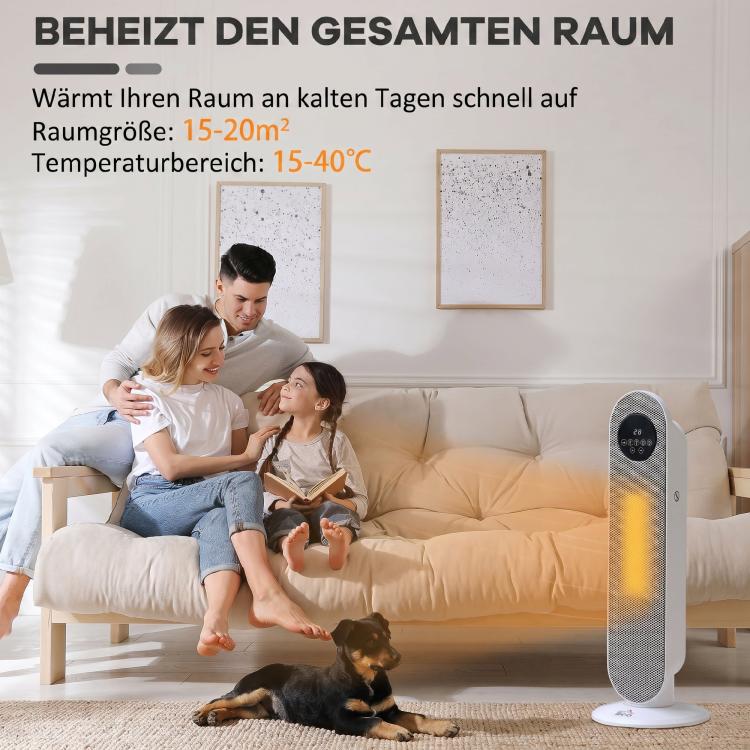 2000W Fan Heater, PTC Ceramic Electric Heater with Remote Control, Oscillation, 12-Hour Timer