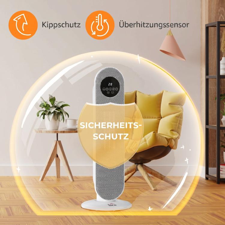2000W Fan Heater, PTC Ceramic Electric Heater with Remote Control, Oscillation, 12-Hour Timer