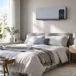 Electric heater, wall-mounted, oscillation function, 2 modes, timer, LED display, grey