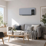 Electric heater, wall-mounted, oscillation function, 2 modes, timer, LED display, grey