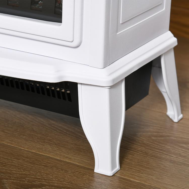 Freestanding electric fireplace, flame effect, 2 heating modes (1000W/2000W), tempered glass, white, 36.5 x 24 x 45.5 cm