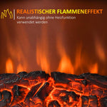 Freestanding electric fireplace, flame effect, 2 heating modes (1000W/2000W), tempered glass, white, 36.5 x 24 x 45.5 cm