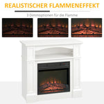 Electric fireplace with 3D LED flame effect, 30 m2 heating capacity, remote control, white/black