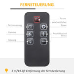 Electric fireplace with 3D LED flame effect, 30 m2 heating capacity, remote control, white/black