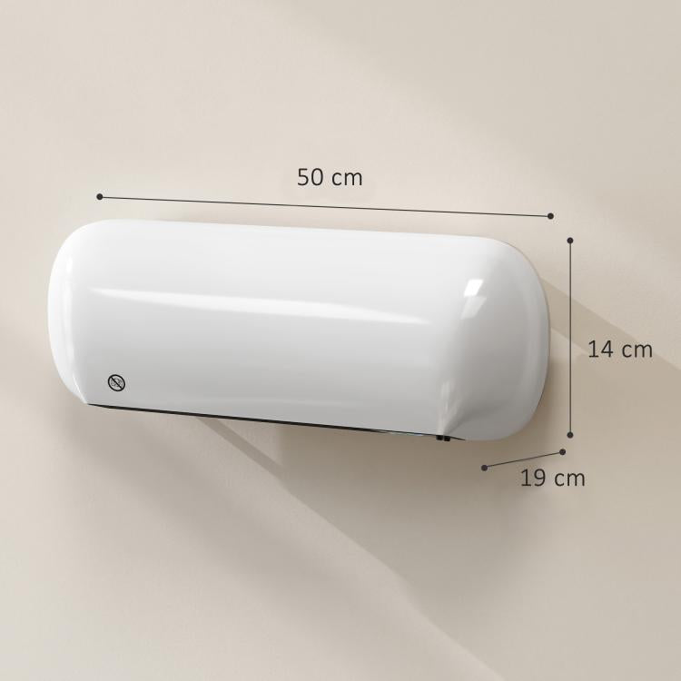 2000W Wall-Mounted Ceramic Fan Heater, 2 Power Settings, LED Display, Thermostat, White