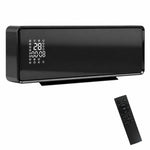 Wall-mounted 2000W ceramic electric heater, fan, thermostat, timer, remote control, glass panel, black