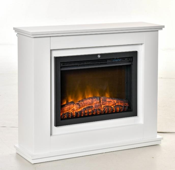 Electric freestanding fireplace with heater, adaptive start function, remote control, fireplace with timer, overheat protection