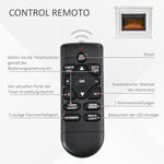Electric freestanding fireplace with heater, adaptive start function, remote control, fireplace with timer, overheat protection
