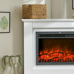 Electric freestanding fireplace with heater, adaptive start function, remote control, fireplace with timer, overheat protection