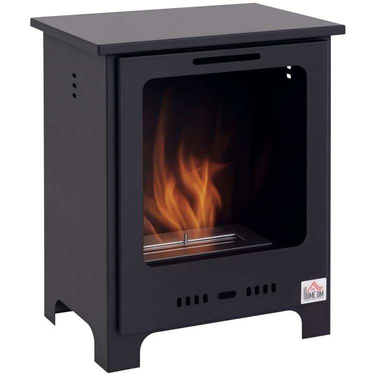 HOMCOM Bio-ethanol Fireplace, 0.9 L ethanol burner, 3-hour burn time, smokeless indoor fireplace, metal, 40 x 30 x 50 cm, tabletop fireplace for living room & bedroom