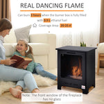 HOMCOM Bio-ethanol Fireplace, 0.9 L ethanol burner, 3-hour burn time, smokeless indoor fireplace, metal, 40 x 30 x 50 cm, tabletop fireplace for living room & bedroom