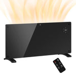 2000W electric floor-standing or wall-mounted heater with LED display, 24-hour or weekly timer, thermostat, and remote control.