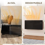 2000W electric floor-standing or wall-mounted heater with LED display, 24-hour or weekly timer, thermostat, and remote control.