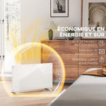 1500W electric floor-standing or wall-mounted heater with LED display, 24-hour or weekly timer, thermostat, and remote control.
